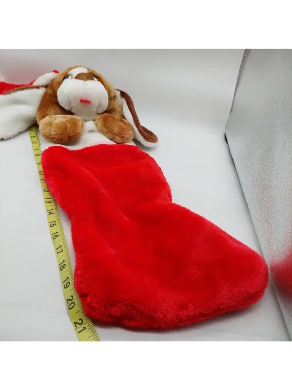 Mithy Christmas Stocking Plush Puppy Dog Basset Hound Wearing Santa Hat 3D READ